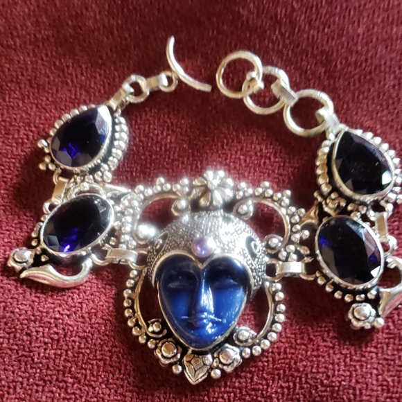 Jewelry - Handcrafted Iolite and Amethyst bracelet